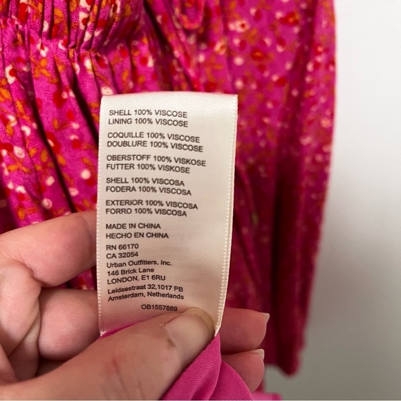 FREE PEOPLE Florence Ditzy Floral Flutter Sleeve Smocked Pink Mini Dress S - Picture 8 of 16